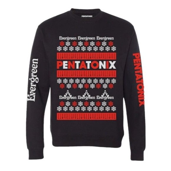PENTATONIX HOLIDAY BLACK/RED KNIT SNOWFLAKE SWEATER SIZE XXLARGE HTF! - Picture 1 of 8